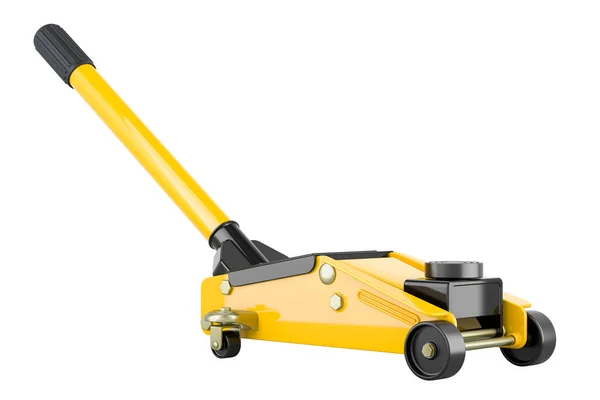 Hydraulikbodenheber Farbe Gelb Rendering Isoliert Auf Weißem Hintergrund — Stockfoto
