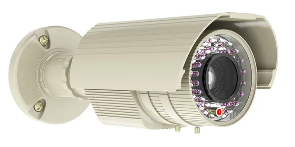 Security Surveillance Camera White Color Rendering Isolated White Background — Stock Photo, Image