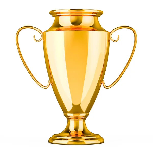 Gold Trophy Cup Award Side View Rendering Isolated White Background — Stock Photo, Image