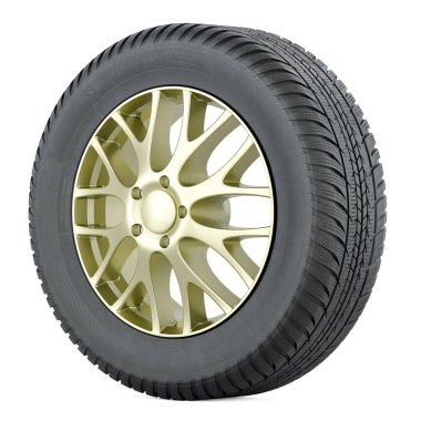 Araba tekerlek, beyaz arka plan üzerinde izole 3d render