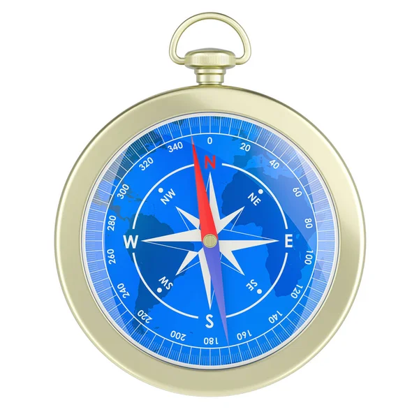 Magnetický Kompas Přední Pohled Vykreslování Izolované Bílém Pozadí — Stock fotografie