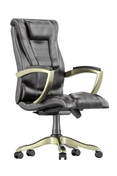 Black Leather Office Chair Rendering Isolated White Background Stock Picture