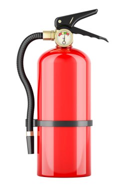 Yangın söndürücü, ön görüş. Beyaz arkaplanda 3B görüntüleme izole edildi