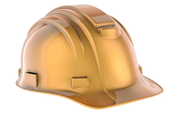 Construcción Gold Hard Hat Representación Aislada Sobre Fondo Blanco — Foto de Stock