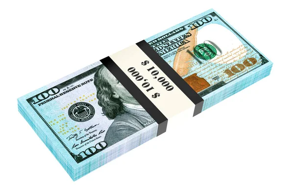 Pack Dólares Renderizado Aislado Sobre Fondo Blanco — Foto de Stock