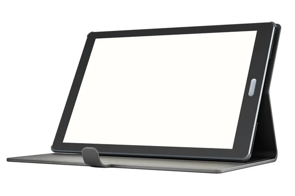 Tablet Computer Tablet Blank Screen Case Rendering Isolated White Background — Stock Photo, Image