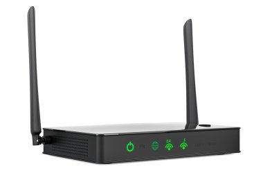 Kablosuz internet yönlendirici, 3 boyutlu görüntüleme beyaz arkaplanda izole edildi 