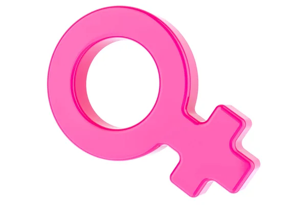 Simbolo Genere Femminile Colore Rosa Rendering Isolato Sfondo Bianco — Foto Stock