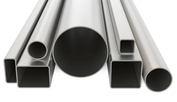 Pipes Square Pipes Rolled Metal Rendering Isolated White Background — Stock Photo, Image