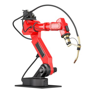 Robot kaynaklama, 3 boyutlu görüntüleme beyaz arkaplanda izole edildi