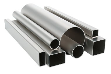Paslanmaz çelikten çelik borular ve kare borular. Soğuk rulo metal. 3B görüntüleme