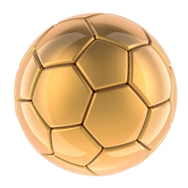 Golden Soccer Ball Rendering Isolerad Vit Bakgrund — Stockfoto