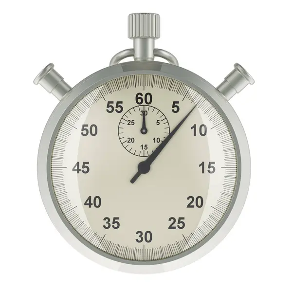 Zilveren Stopwatch Weergave Geïsoleerd Witte Achtergrond — Stockfoto