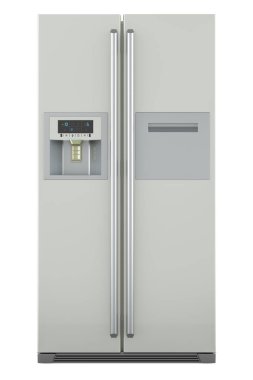 Side-by-Side Refrigerator, Fridge with side-by-side door system, 3D rendering isolated on white background clipart