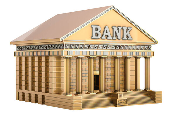 Bâtiment Golden Bank Rendu Isolé Sur Fond Blanc — Photo