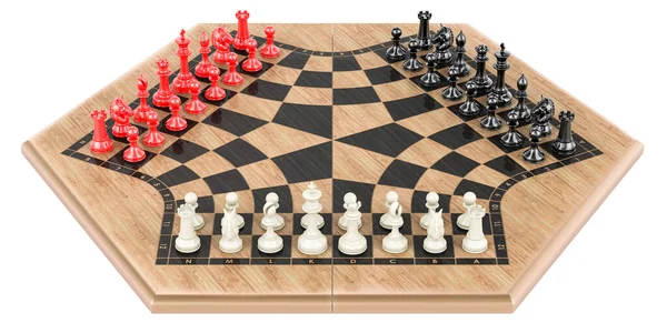 Player Chess Three Man Chess Rendering Isolated White Background — Stock Photo, Image