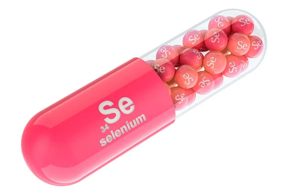 Vitamin Capsule Selenium Rendering Isolated White Background — Stock Photo, Image