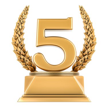 Beşincilik kupası, beyaz arka planda 3 boyutlu izole edilmiş.