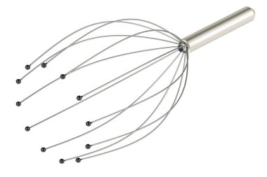 Kafa derisi Masaj Aracı, Saç Kazıyıcı Masaj Masajı, Beyaz arkaplanda 3 boyutlu görüntüleme