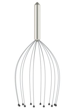 Saç kazıyıcı masajı. Kafa derisi Masaj Aracı, beyaz arkaplanda 3 boyutlu görüntüleme