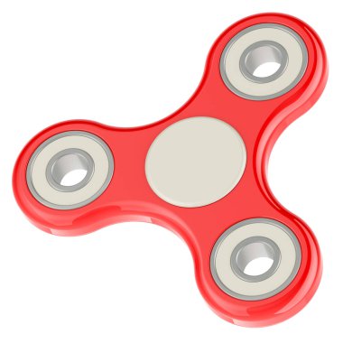 Kırmızı Fidget Spinner, 3 boyutlu görüntüleme beyaz arkaplanda izole edildi