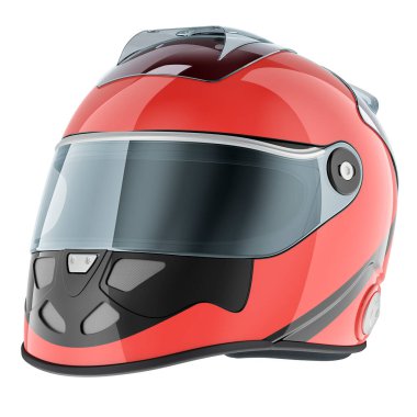 Kırmızı kask, 3d render beyaz arka plan üzerinde izole yarış