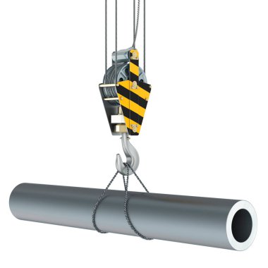 Yuvarlak çelik borulu turna kancası, beyaz arka planda 3 boyutlu görüntüleme.