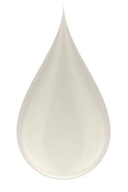 Beyaz damla ya da süt damlası, beyaz arkaplanda 3 boyutlu görüntüleme