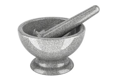 Pestle ile eczane havanı. Beyaz arkaplanda 3B görüntüleme izole edildi