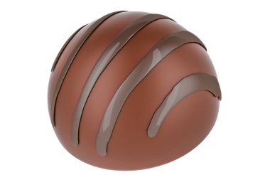 Bir çikolatalı şeker, beyaz arka planda 3 boyutlu görüntüleme.