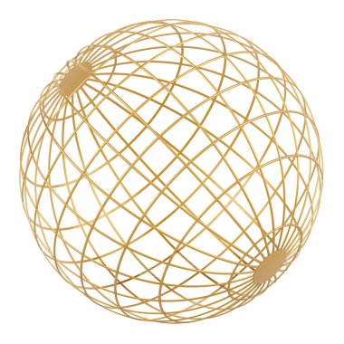 Soyut Golden Hollow Küresi. Beyaz arkaplanda örtü küresi, 3D görüntüleme izole edildi