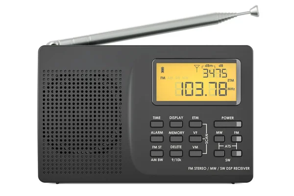 Digital Radio Front View Rendering Isolated White Background Royalty Free Stock Photos