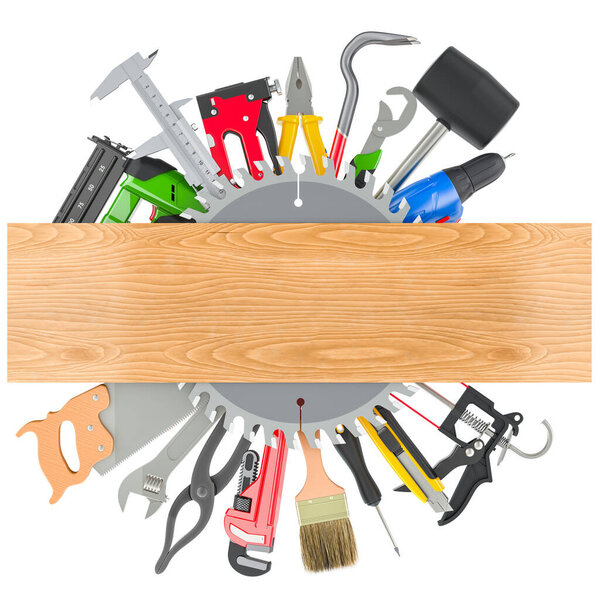 Set of Construction Tools. Assortment of work tools, 3D rendering isolated on white background