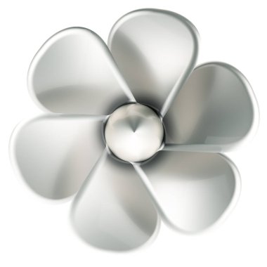 Tekne pervanesi, 3 boyutlu görüntüleme beyaz arkaplanda izole edildi