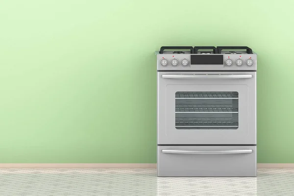 Gas Cooker Room Wall Front View Rendering — Stock Photo, Image