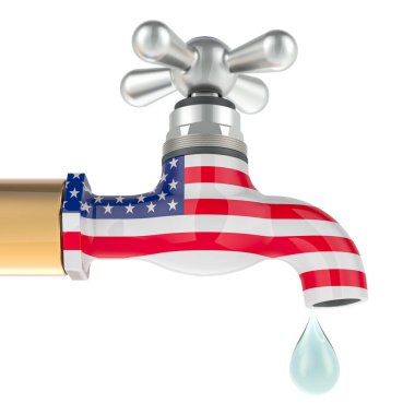 Amerika 'daki su kaynakları, Amerika Birleşik Devletleri' nin içme suyu, beyaz arka planda 3 boyutlu izole edilmiş.