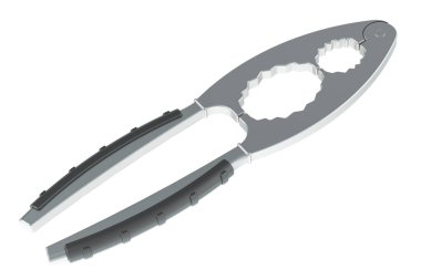 Kaydırma tutamaklı fındıkkıran, beyaz arkaplanda 3 boyutlu görüntüleme