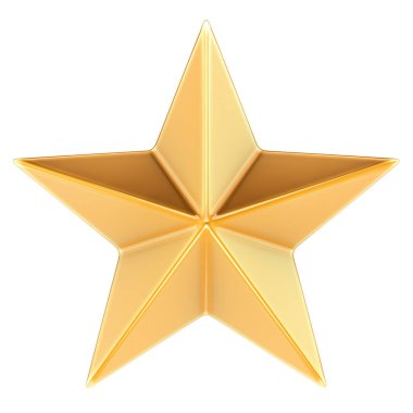 Altın Yıldız, 3 boyutlu görüntüleme beyaz arkaplanda izole edildi