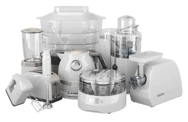 White Small Kitchen Appliances Rendering Isolated White Background — Stock Photo, Image