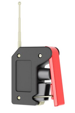 Uzaktan kumandalı bomba patlatıcı, uzaktan kumandalı bomba tetikleyicisi. Beyaz arkaplanda 3B görüntüleme izole edildi