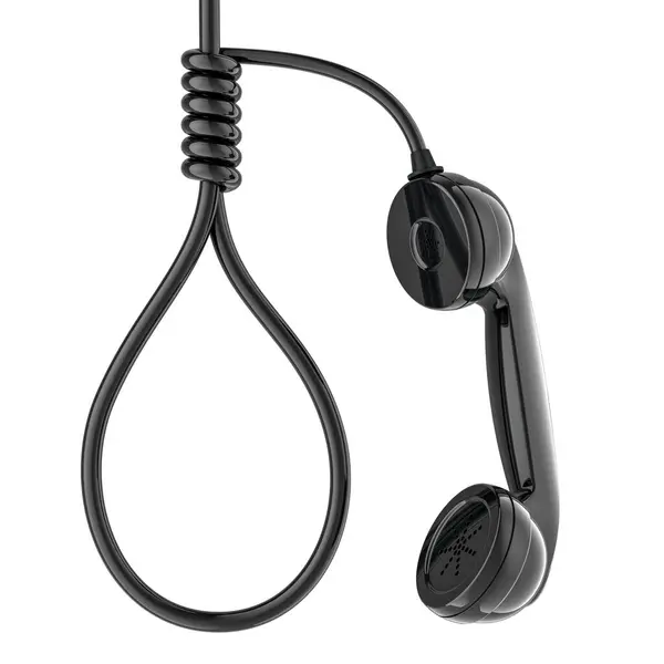 Krisenhotline Konzept Schlinge Knoten Hängt Kabel Des Telefonhörers Rendering Isoliert — Stockfoto