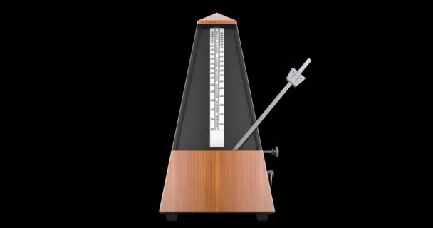 Mechanical Metronome Animation Seamlessly Loopable Rendering Isolated Transparent Background — Stock video