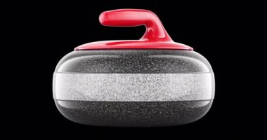 Curling Stone, dönüş animasyonu. Şeffaf arkaplanda 3B görüntüleme izole edildi