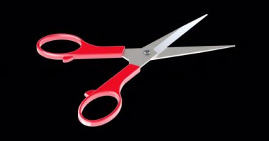 Akrilik saplı paslanmaz çelik makas, kusursuz bir döngü. Şeffaf arkaplanda 3B görüntüleme izole edildi