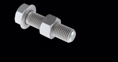 Çamaşır makinesi ve fındıklı cıvata, animasyon kusursuz bir şekilde çevrilebilir. Şeffaf arkaplanda 3B görüntüleme izole edildi