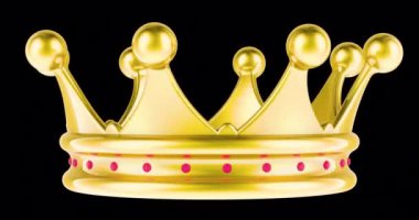Gold Royal Crown rotasyon animasyonu kusursuz bir şekilde çevrilebilir. Şeffaf arkaplanda 3B görüntüleme izole edildi