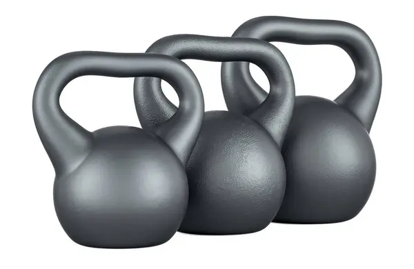 stock image Set of Kettlebells, 3D rendering isolated on white background