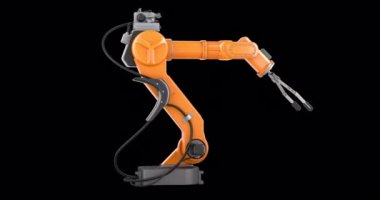 Robotik Kol döndürme animasyonu kusursuz bir şekilde çevrilebilir. Şeffaf arkaplanda 3B görüntüleme izole edildi