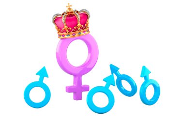 Matriarchy or Feminism, concept. 3D rendering isolated on white background clipart