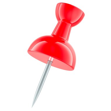 Kırmızı Pin, 3 boyutlu görüntüleme beyaz arkaplanda izole edildi